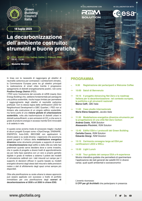 La decarbonizzazione dell&rsquo;ambiente costruito: strumenti e buone pratiche